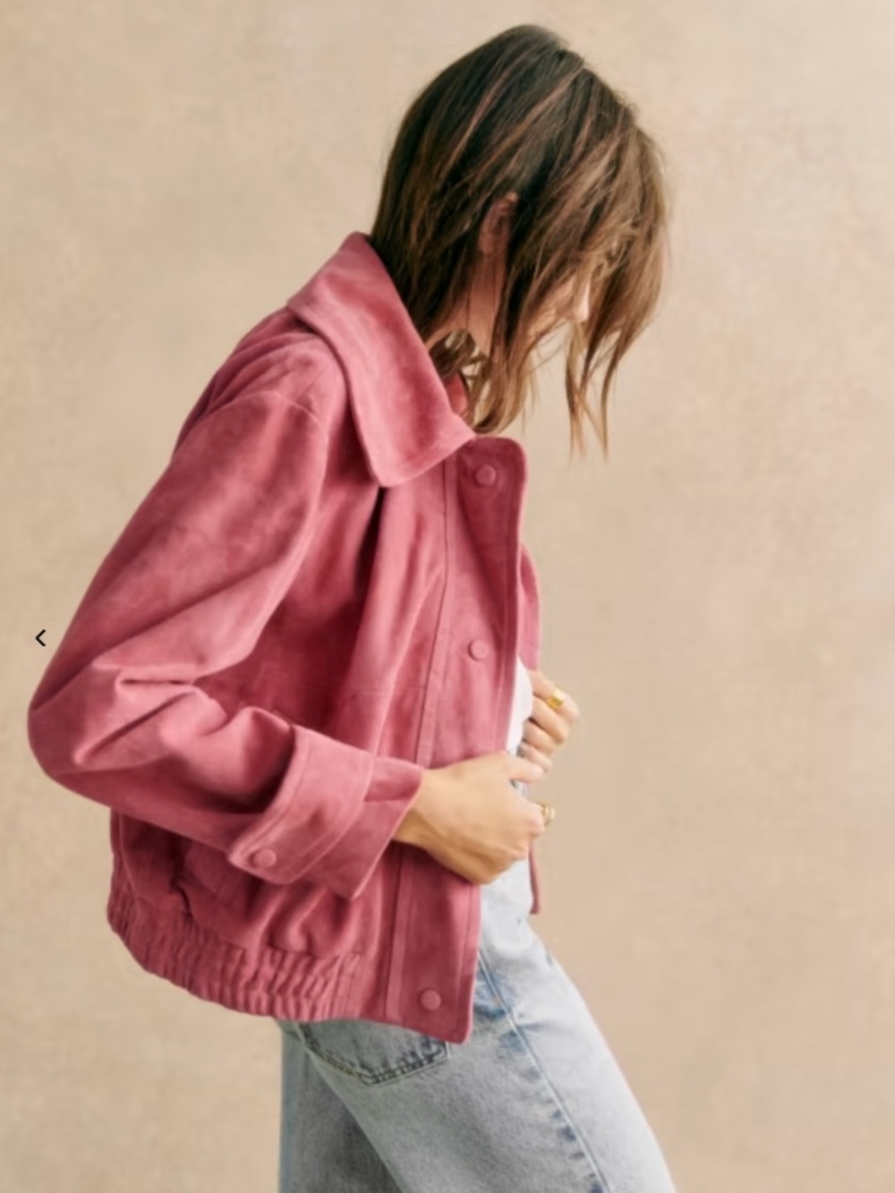 Sezane Nelson Suede Jacket in Rosewood, Size 44, Size 12US MSPR $525